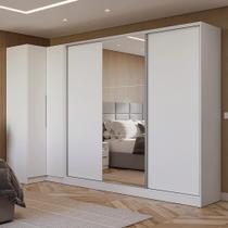 Guarda-Roupa Modulado Neo + Guarda-Roupa Royale 3 Portas de Correr com Espelho Branco Madesa Guarda-Roupa Modulado Neo + Guarda-Roupa Royale 3 Portas de Correr com Espelho Branco Madesa