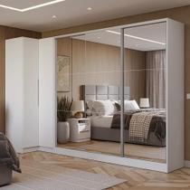 Guarda-roupa Modulado Neo + Guarda-roupa Royale 3 Portas De Correr De Espelho Branco Madesa Guarda-roupa Modulado Neo + Guarda-roupa Royale 3 Portas De Correr De Espelho Branco Madesa