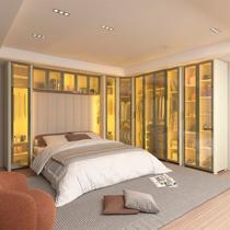 Guarda-Roupa Modulado Reflecta Innova 14 Portas 351,4cm x 240cm Mod 005 100% MDF Bege/Off White