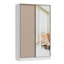 Guarda Roupa Modulado Requinte com 2 Portas de Correr e Espelho - Branco Line/Duna Line