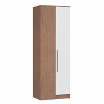 Guarda Roupa Modulado Requinte de Canto Reto com 1 Porta - Macadâmia/Branco Line Guarda Roupa Modulado Requinte de Canto Reto com 1 Porta - Macadâmia/Branco Line