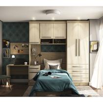 Guarda Roupa Modulado Solteiro 6 Portas 5 Gavetas com Cabeceira e Escrivaninha Master Luciane Móveis Guarda Roupa Modulado Solteiro 6 Portas 5 Gavetas com Cabeceira e Escrivaninha Master Luciane Móveis