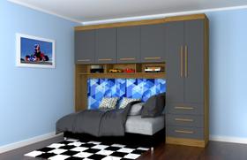 Guarda Roupa Modulado Solteiro 6 Portas e 3 Gavetas Belgica/America Freijo/Grafite - Mopar Guarda Roupa Modulado Solteiro 6 Portas e 3 Gavetas Belgica/America Freijo/Grafite - Mopar