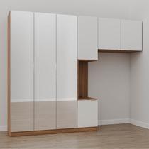 Guarda-Roupa Modulado Solteiro 7 Portas Espelho e Mesa de Cabeceira Hera CabeCasa MadeiraOriginals Guarda-Roupa Modulado Solteiro 7 Portas Espelho e Mesa de Cabeceira Hera CabeCasa MadeiraOriginals