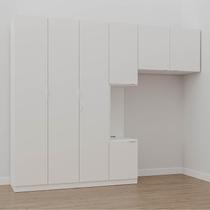 Guarda-Roupa Modulado Solteiro com Mesa de Cabeceira 7 Portas 3 Peças Hera CabeCasa MadeiraMadeira Branco Geada/Cromado Guarda-Roupa Modulado Solteiro com Mesa de Cabeceira 7 Portas 3 Peças Hera CabeCasa MadeiraMadeira Branco Geada/Cromado