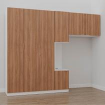 Guarda-Roupa Modulado Solteiro com Mesa de Cabeceira 7 Portas 3 Peças Hera CabeCasa MadeiraMadeira Branco Geada/Louro/Cromado Guarda-Roupa Modulado Solteiro com Mesa de Cabeceira 7 Portas 3 Peças Hera CabeCasa MadeiraMadeira Branco Geada/Louro/Cromado