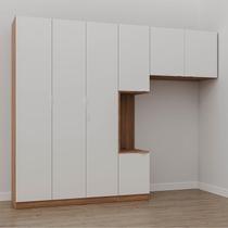 Guarda-Roupa Modulado Solteiro com Mesa de Cabeceira 7 Portas 3 Peças Hera CabeCasa MadeiraMadeira Louro/Branco Geada/Cromado Guarda-Roupa Modulado Solteiro com Mesa de Cabeceira 7 Portas 3 Peças Hera CabeCasa MadeiraMadeira Louro/Branco Geada/Cromado