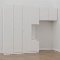 Guarda-Roupa Modulado Solteiro com Mesa de Cabeceira 7 Portas 3 Peças Hera CabeCasa MadeiraOriginals Branco/Algodão/Cromado
