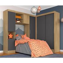 Guarda Roupa Modulado Solteiro Viola Bor/grafite - Móveis Arapongas