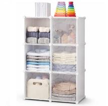 Guarda-Roupa Modular 6 Portas Armário Organizador Multiuso Compacto e Empilhável