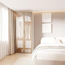 Guarda-Roupa Modular 80cm com Portas Reflecta e Gaveteiro Jade CabeCasa MadeiraOriginals Branco Fosco Guarda-Roupa Modular 80cm com Portas Reflecta e Gaveteiro Jade CabeCasa MadeiraOriginals Branco Fosco
