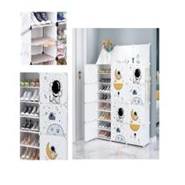 Guarda roupa modular armario 24 prateleiras 12 portas organizador infantil calçados brinquedos
