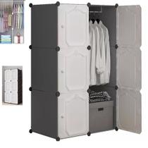 Guarda roupa modular armário portátil cabideiro com 6 portas arara organizadora luxo
