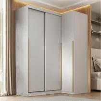 Guarda-roupa Modular de Canto 2 Peças 3 Portas com 2 Portas de Correr Jade CabeCasa MadeiraOriginals