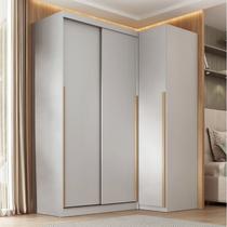 Guarda-Roupa Modular de Canto 2 Peças 3 Portas com 2 Portas de Correr Jade CabeCasa MadeiraOriginals Cinza/Urbano Guarda-Roupa Modular de Canto 2 Peças 3 Portas com 2 Portas de Correr Jade CabeCasa MadeiraOriginals Cinza/Urbano