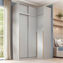 Guarda-roupa Modular de Canto 4 Peças 6 Portas com 4 Portas de Correr Jade CabeCasa MadeiraOriginals Cinza Urbano