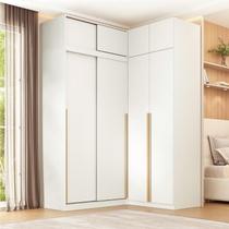 Guarda-roupa Modular de Canto 4 Peças 8 Portas com 4 Portas de Correr Jade CabeCasa MadeiraOriginals Branco Fosco Guarda-roupa Modular de Canto 4 Peças 8 Portas com 4 Portas de Correr Jade CabeCasa MadeiraOriginals Branco Fosco