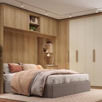 Guarda-roupa Modular em L 4 Portas com Cabeceira Milan