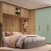 Guarda-roupa Modular em L 4 Portas com Cabeceira Milan