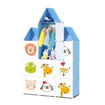 Guarda-Roupa Modular Infantil Castelo 13 Nichos - Organizador de Brinquedos, Roupas e Livros - Quarto Kids Azul/Branco