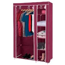 Guarda roupa modular organizador com arara e sapateira porta ziper azul luxo closet quarto