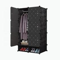 Guarda-Roupa Modular Portátil- Organizador Multiuso Sapateira/Brinquedos/Cabideiro -Vintage Preto
