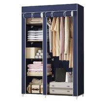 Guarda roupa modular quarto closet arara organizador casaco camiseta sapatos objetos luxo porta ziper azul