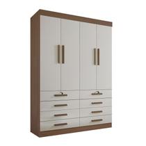 Guarda Roupa Mônaco 4 Portas 8 Gavetas Castanho Off White Guarda Roupa Mônaco 4 Portas 8 Gavetas Castanho Off White