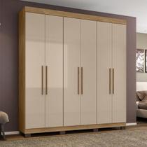 Guarda-Roupa Mônaco 6 portas 4 gavetas Amêndoa Off White Guarda-Roupa Mônaco 6 portas 4 gavetas Amêndoa Off White