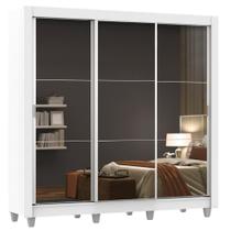 Guarda Roupa Mônaco Casal 3 Portas Correr Espelho Pés Madesa