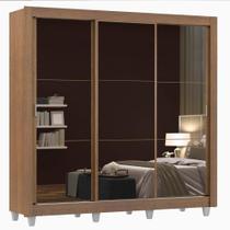 Guarda Roupa Mônaco Casal 3 Portas Correr Espelho Pés Madesa