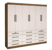 Guarda Roupa Mônaco Casal 6 Portas 12 Gavetas Cor Cinamomo Off White