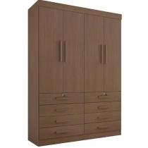 Guarda Roupa Mônaco Plus Castanho 4 Portas 8 Gavetas DDoro D Doro Móveis