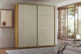 Guarda Roupa Monet 100% MDF - 2 Porta de Correr c/ Amortecimento - 4 Gavetas c/ Corrediças Telescópicas - Cumaru/Opala Guarda Roupa Monet 100% MDF - 2 Porta de Correr c/ Amortecimento - 4 Gavetas c/ Corrediças Telescópicas - Cumaru/Opala