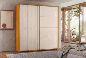 Guarda-roupa Monet 100% MDF ripado 2 portas de correr 4 gavetas - Cinamomo Off White - Madetec Guarda-roupa Monet 100% MDF ripado 2 portas de correr 4 gavetas - Cinamomo Off White - Madetec