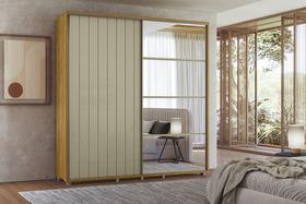 Guarda Roupa Monet Espelho Cabideiro Extensível-Cumaru/Opala