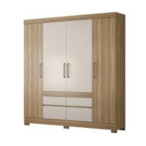 Guarda Roupa Mônica de Casal 4 Portas Amendola/ Off White - Bela Móveis