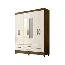 Guarda Roupa Moval 6 Portas Castanho Wood Offwhite