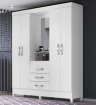 Guarda Roupa Moval Solteiro Capri Branco Rosa Flex Com Espelho