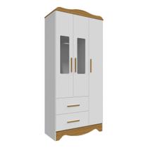 Guarda Roupa Moveis Peroba Clara Provençal Infantil MDF 03 portas 02 gavetas
