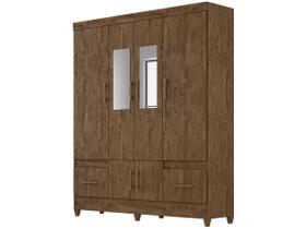 Guarda Roupa MS912 165cm 6 Portas Castanho Wood com Espelho Moval Guarda Roupa MS912 165cm 6 Portas Castanho Wood com Espelho Moval