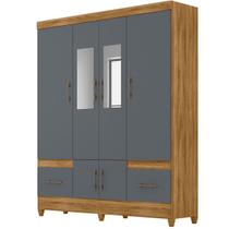 Guarda Roupa MS912 165cm 6 Portas Freijó Cinza com Espelho Moval