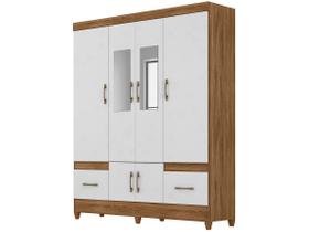 Guarda Roupa MS912 165cm 6 Portas Naturale Branco com Espelho Moval Guarda Roupa MS912 165cm 6 Portas Naturale Branco com Espelho Moval