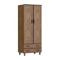 Guarda-Roupa Multiuso Flex Imbuia com 2 Portas 2 Gavetas e 3 Prateleiras Madeira Maciça de Pinus - Cavazotto