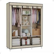 Guarda-roupa multiuso portátil com prateleiras e cabideiro
