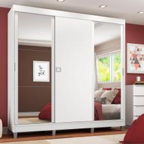 Guarda-Roupa Napoli 3 Portas 2 Espelhos 8 Pés Branco Madesa