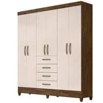 Guarda Roupa New Avaí 177cm 6 Portas Castanho Wood Off White Moval