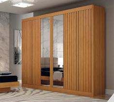 Guarda roupa New Braga 06 Portas Ripado C/ Kit 4 Espelho