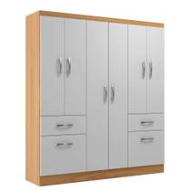 Guarda Roupa New Hercules Casal 8 Portas 2 Gavetas Evidencia Cor Cinamomo Branco