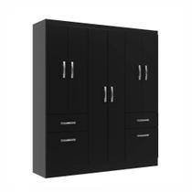 Guarda Roupa New Hercules Casal 8 Portas 2 Gavetas Evidencia Cor Preto